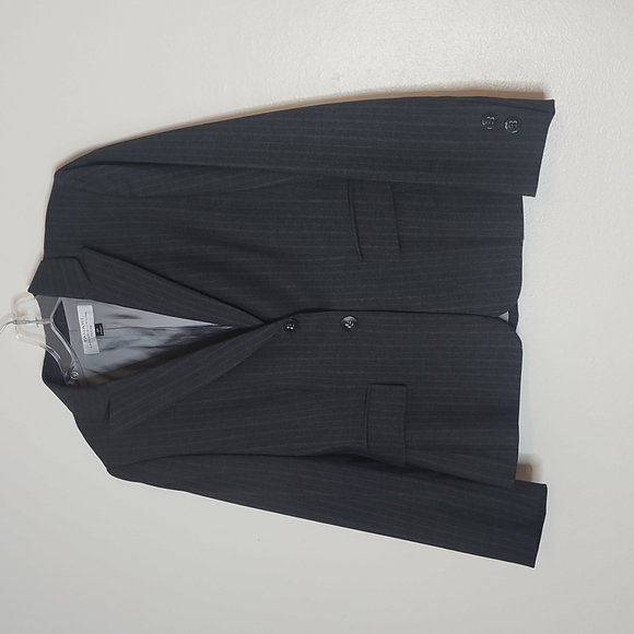 NEW Tahari ASL Pinstripe Charcoal Tailored Jacket Designer Office Blazer Coat - Picture 5 of 15